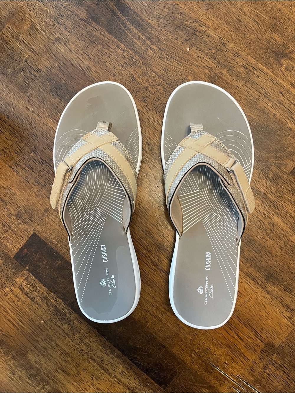 Clarks Beige Strap Cushion Flip Flops
